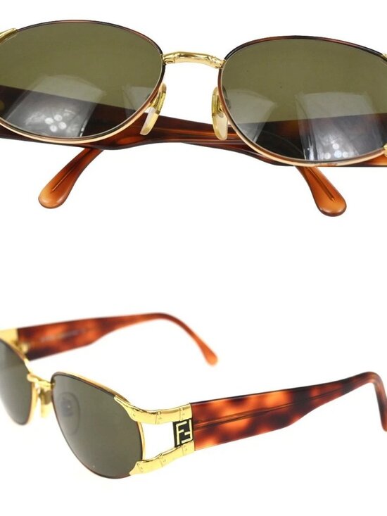 FENDI FF Logos Sunglasses Eye Wear Plastic Metal Brown Italy main image 6